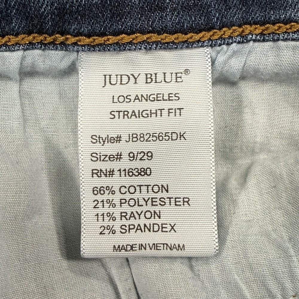 Judy Blue Straight Jeans Womens 9/29 Blue Medium Wash Mid Rise Stretch Denim - Picture 13 of 14